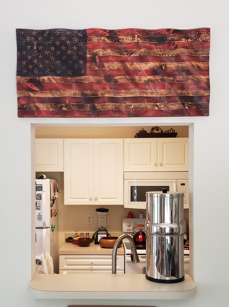 Hand Carved Wavy American Flag